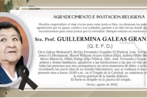Agradecimiento Invitación Religiosa por la Sra. Prof. Guillermina Galeas Grandon