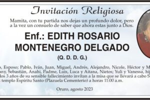 Invitación Religiosa para Edith Rosario Montenegro Delgado