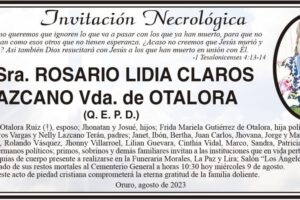 Necrológica Rosario Lidia Claros Lazcano