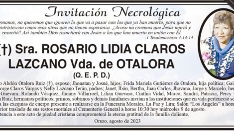 Necrológica Rosario Lidia Claros Lazcano