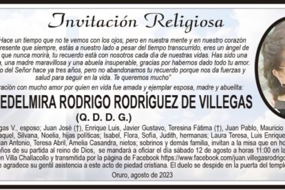 Obituario de Teresa Edelmira Rodrigo Rodríguez de Villegas