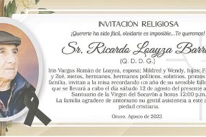 Invitación Religiosa: Sr. Ricardo Loayza Barral (Q. D. D. G.)
