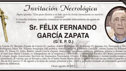 Invitación Necrológica: Félix Fernando García Zapata