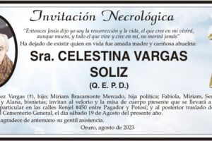 Invitación Necrológica de Celestina Vargas Soliz