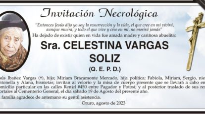 Invitación Necrológica de Celestina Vargas Soliz