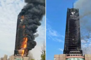 Incendio en edificio de 20 pisos en China