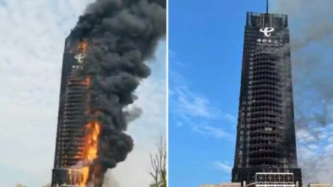 Incendio en edificio de 20 pisos en China
