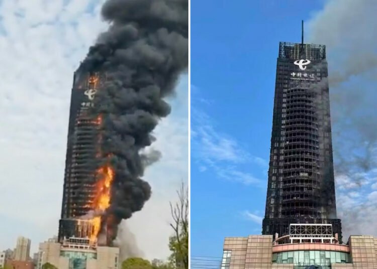 Incendio en edificio de 20 pisos en China