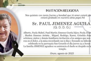 Invitación Religiosa: Sr. Paul Jimenez Aguilar
