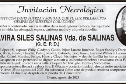Invitación Necrológica de Elvira Siles Salinas