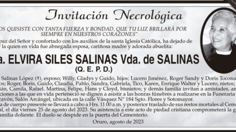 Invitación Necrológica de Elvira Siles Salinas