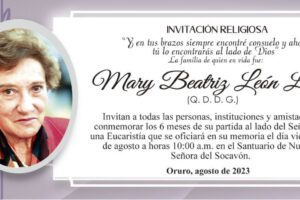 Invitación Religiosa: Mary Beatriz León León