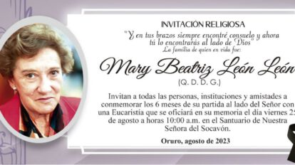 Invitación Religiosa: Mary Beatriz León León