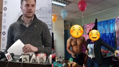 Fiesta en Entel con desnudistas y bebidas alcohólicas
