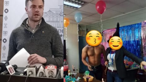 Fiesta en Entel con desnudistas y bebidas alcohólicas