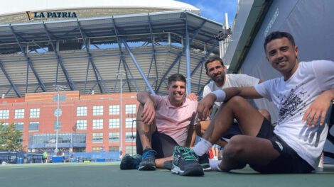 Hugo Dellien entrenando para el US Open