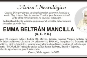 Aviso Necrológico de Emma Beltrán Mancilla