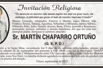 Invitación Religiosa para Martín Chaparro Ortuño
