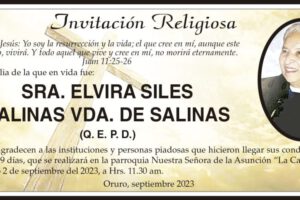 Invitación Religiosa para Elvira Siles Salinas