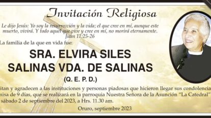 Invitación Religiosa para Elvira Siles Salinas