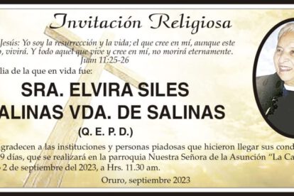 Invitación Religiosa para Elvira Siles Salinas