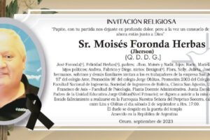 Moisés Foronda Herbas invitación religiosa