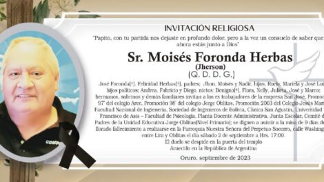 Moisés Foronda Herbas invitación religiosa