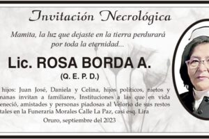 Invitación Necrológica: Lic. Rosa Borda A. (Q. E. P. D.)
