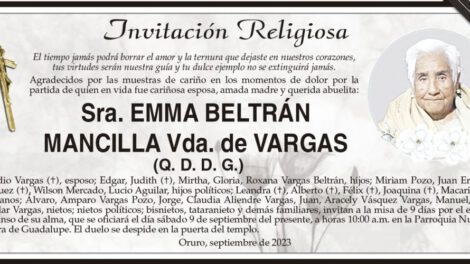 Invitación Religiosa Sra. EmMa Beltrán Mancilla Vda. de Vargas