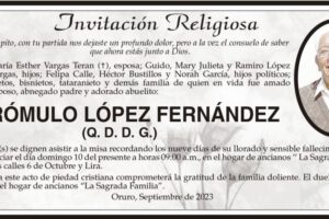 Invitación Religiosa para Rómulo López Fernández
