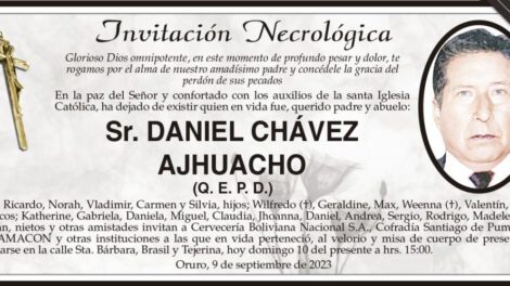Invitación Necrológica: Sr. Daniel Chávez Ajhuacho