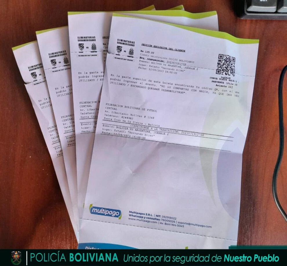 Revendedores de entradas arrestados para el duelo entre Bolivia y Argentina