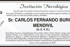 Invitación Necrológica: Carlos Fernando Burgoa Mendivil