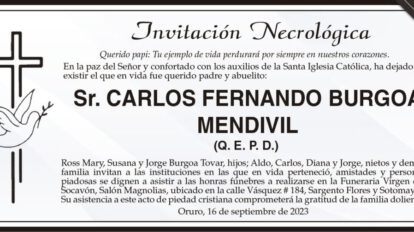 Invitación Necrológica: Carlos Fernando Burgoa Mendivil