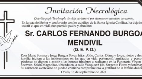 Invitación Necrológica: Carlos Fernando Burgoa Mendivil