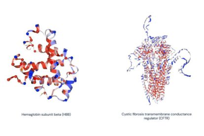 Ejemplos de predicciones de AlphaMissense en estructuras de proteínas