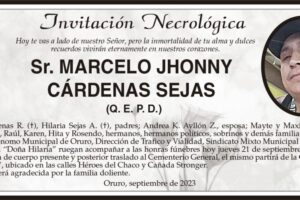 Invitación Necrológica: Marcelo Jhonny Cárdenas Sejas