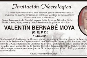 Invitación Necrológica de Valentín Bernabé Moya