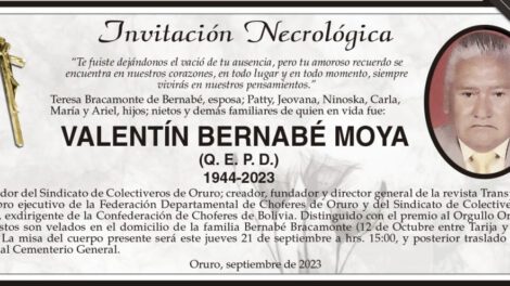 Invitación Necrológica de Valentín Bernabé Moya