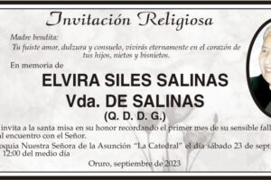 Invitación Religiosa para Elvira Siles Salinas