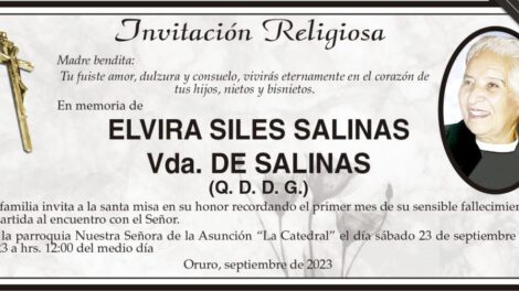 Invitación Religiosa para Elvira Siles Salinas