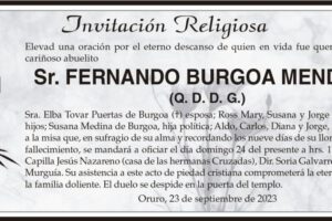 Invitación Religiosa por Fernando Burgoa Mendivil