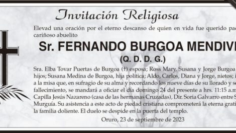Invitación Religiosa por Fernando Burgoa Mendivil