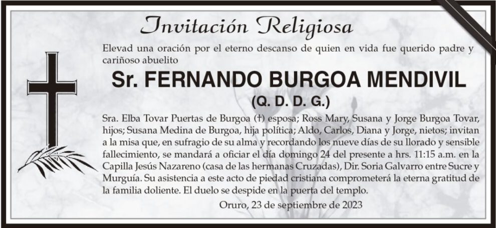 Invitación Religiosa por Fernando Burgoa Mendivil