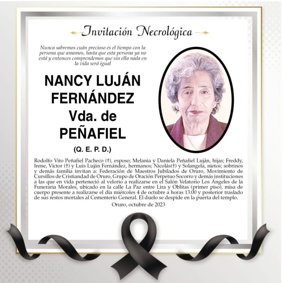 Invitación Necrológica de Nancy Luján Fernández