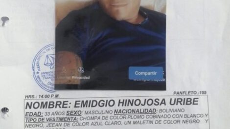 Desapariciones en Japo: Emidgio fue visto por última vez el 18 de mayo en Cochabamba