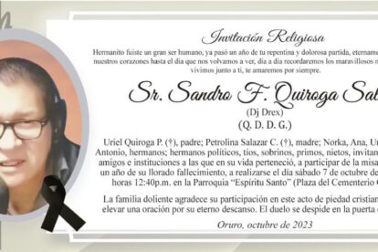 Invitación Religiosa: Sr. Sandra F. Quiroga Salazar