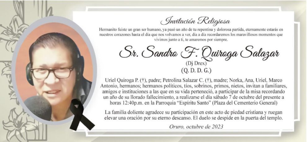 Invitación Religiosa: Sr. Sandra F. Quiroga Salazar