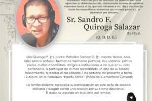 Obituario de Sandro F. Quiroga Salazar