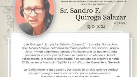 Obituario de Sandro F. Quiroga Salazar